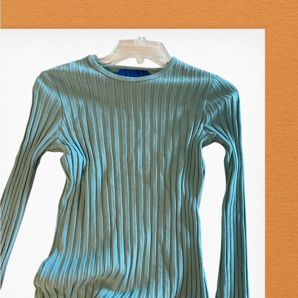 Simon Miller Long Ribbed Stretch Dress, Blue, Long Sleeve, Crew Neck, Sz XS - Picture 9 of 16